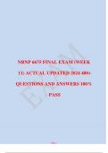NRNP 6675 FINAL EXAM (WEEK    11) ACTUAL UPDATED 2024 400+    QUESTIONS AND ANSWERS 100%    PASS 