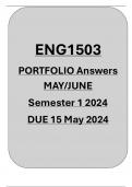 ENG1503 EXAM PORTFOLIO ANSWERS SEMESTER 1 2024
