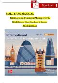 International Financial Management ISE, 10th Edition, SOLUTION MANUAL By Cheol Eun, Bruce G. Resnick, Verified Chapters 1 - 21, Complete Newest Version