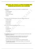 BIOLOGY 252 EXAM 1 LATEST SUMMER 2024  VERIFIED QUESTIONS AND ANSWERS