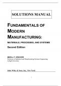 Solution Manual for Fundamentels of Manufacturing Turing Materials Process and Systems, Second Edition by Mikell P Groover 
