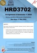 HRD3702 Assignment 6 (COMPLETE ANSWERS) Semester 1 2024 - DUE 17 May 2024