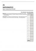 AQA AS MATHEMATICS Paper 1  QUESTIONS AND CORRECT DETAILED ANSWERS (Answer Key At The End)