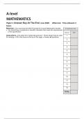 AQA A-level MATHEMATICS Paper 1 Answer Key At The End June 2020 