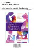 Test Bank: Maternity and Women's Health Care , 12th Edition by Deitra Leonard Lowdermilk - Chapters 1-37, 9780323556293 | Rationals Included