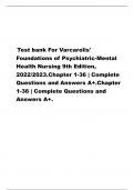 Test bank For Varcarolis' Foundations of Psychiatric-Mental Health Nursing 9th Edition, 2022/2023.Chapter 1-36 | Complete Questions and Answers A+.Chapter 1-36 | Complete Questions and Answers A+.