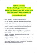 40hr Asbestos  Contractor/Supervisor Course Exam Study Guide Prep Questions  And Revised Correct Answers Guarantee Pass!!