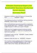 Asbestos Contractor/Supervisor  Examination Questions And Revised Correct Answers Guarantee Pass!!