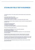  ETS MAJOR FIELD TEST IN BUSINESS with complete solutions