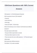 CDA Exam Questions with 100% Correct Answers
