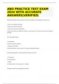 ABO PRACTICE TEST EXAM 2024 WITH ACCURATE ANSWERS|VERIFIED|