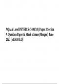 AQA A Level PHYSICS (7408/3A) Paper 3 Section A Question Paper & Mark scheme (Merged) June 2023 [VERIFIED]