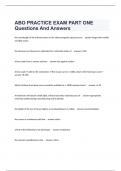  ABO PRACTICE EXAM PART ONE Questions And Answers