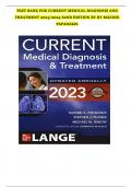 TEST BANK FOR CURRENT MEDICAL DIAGNOSIS AND TREATMENT 2023/2024 62ND EDITION BY MAXINE PAPADAKIS