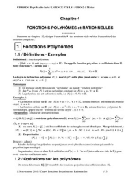 Fonctions polynômes et rationnelles