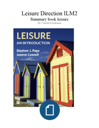 Summary Chapter 6 Introduction to Leisure