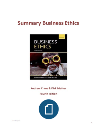 Summary Business Ethics 4th edition Crane and Matten