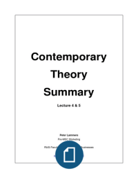 Contemporary Theories Summary Lecture 4 & 5 (2015/2016)