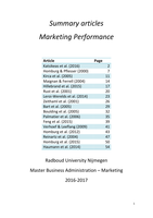 Summary articles Marketing Performance 2016-2017