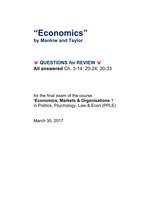 'Economics' by Mankiw & Taylor - Summary (Questions for Review answered) - Ch. 3-14; 20-24; 30-33