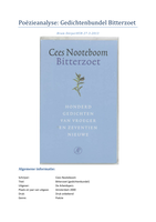 Poëzie analyse Gedichtenbundel: "Bitterzoet" Cees Nooteboom