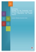 Summary: Strategy for the Corporate Level - Corporate Strategy