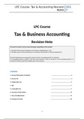 LPC (BPP UNIVERSITY) TAX & BUSINESS ACCOUNTS FULL REVISION NOTE 