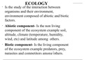 ECOLOGY lecture 1