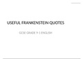 USEFUL FRANKENSTEIN QUOTES FOR GCSE ENG.LIT