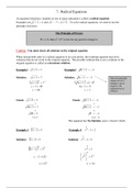 7. Radical Equations Review Sheet