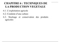 production végétales et agronomie