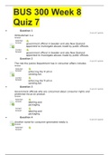 BUS 300 Week 8 Quiz 7 LATEST WITH COMPLETE SOLUTIONS GRADE A 