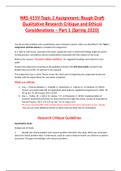 NRS 433V Topic 2 Assignment: Rough Draft Qualitative Research Critique and Ethical Considerations – Part 1 (Spring 2022/2023)  (NRS 433V Topic 2 Assignment) Use the practice problem and a qualitative, peer-reviewed research article you identified in the T