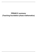 PRS401C summary: Teaching foundation phase mathematics: Panorama High School