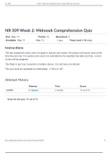 NR 509 Week 2 Midweek Comprehension Quiz (Variant 1)