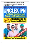 2020 NCLEX-PN TEST PREP EXAM 1 QUESTIONS AND ANSWERS WITH EXPLANATIONS SCORE:200 OF 200 CORRECT