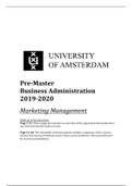 Summary Marketing Management | Pre-Master Business Administration 2019-2020 | Universiteit van Amsterdam (UvA) 