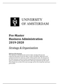 Summary Strategy & Organisation | Pre-Master Business Administration 2019-2020 | Universiteit van Amsterdam (UvA) 