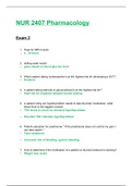 NUR 2407 / NUR2407: Pharmacology Exam 2 Review (Fall 2020) Rasmussen College