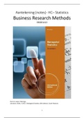 Aantekeningen/notes HC Statistics part of Business Research Methods for Pre Msc