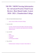NR 599 / NR599 Nursing Informatics for Advanced Practice Final Exam Review | Best Rated Guide | Latest 2020 / 2021 | Chamberlain College