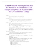 NR 599 / NR599 Nursing Informatics for Advanced Practice Final Exam Study Guide | Week 5 -8 | Latest 2020 / 2021 | Chamberlain College
