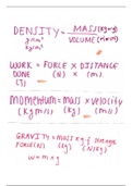 Miscellaneous Formulas - (Density, Momentum, Work Done, Gravity) 