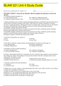 BLAW 221 Unit 4 Study Guide/(Grade A Questions)