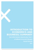 Summary Introduction to Economics and Business