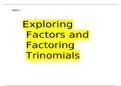 Week 1- MATH114N  Exploring Factors and Factoring Trinomials