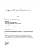 Assignment 3 Unit 5- Lifestyle, Health and Improvement (DONE P4 P5 M3 M4 D2)