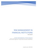 Summary Risk Management in Financial Institutions (Master TEW/ERB, Prof. T. Wouters)