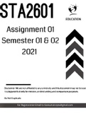 STA2601 ASSIGNMENT 1 SEMESTER 1 AND 2 2021 SOLUTIONS 