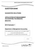 Exam (elaborations) MAC 3701 QUESTION BANK SUGGESTED SOLUTIONS APPLICATION OF MANAGEMENT ACCOUNTING TECHNIQUES MAC3701 2019 Semester 1 Department of Management Accounting